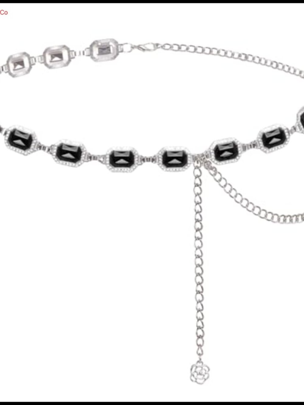 Western Chain Belt Metal Acrylic Rhinestone Cowgirl Waist Chain for Dresses